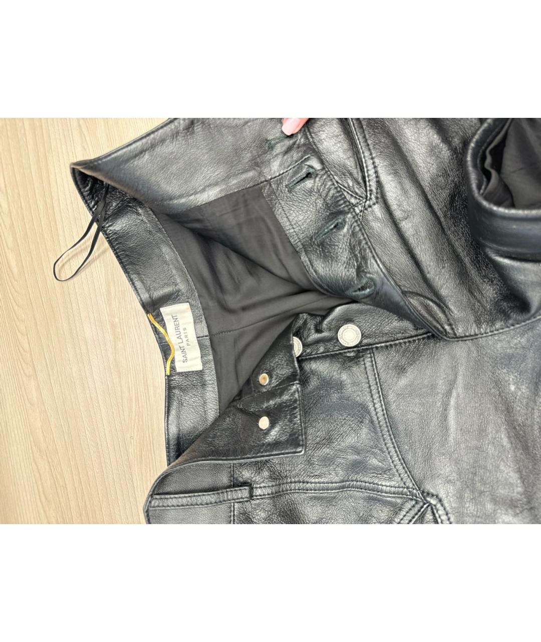 SAINT LAURENT Черные кожаные шорты, фото 3