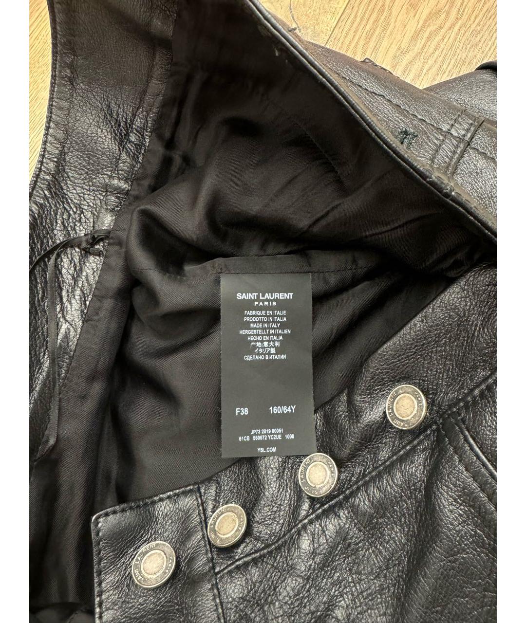 SAINT LAURENT Черные кожаные шорты, фото 4