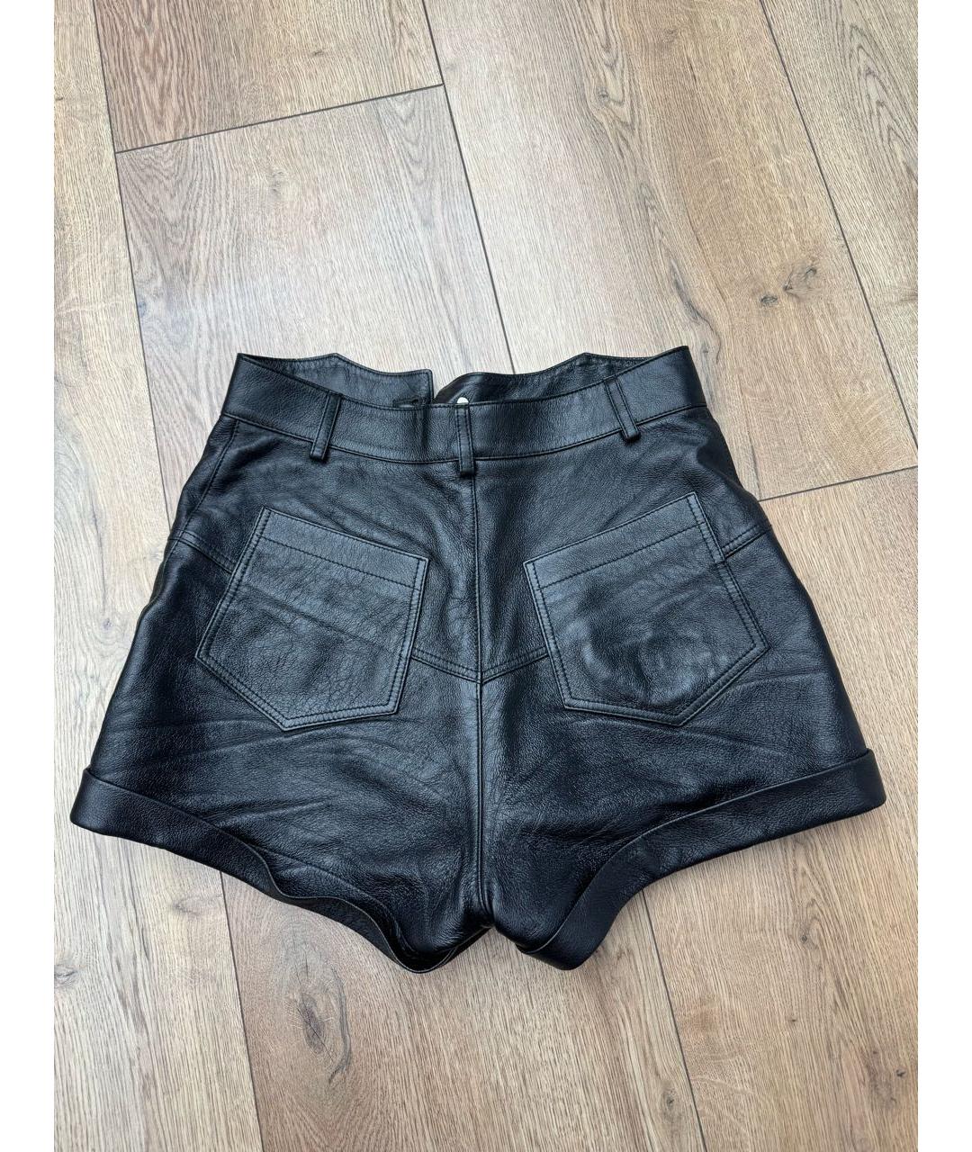 SAINT LAURENT Черные кожаные шорты, фото 2