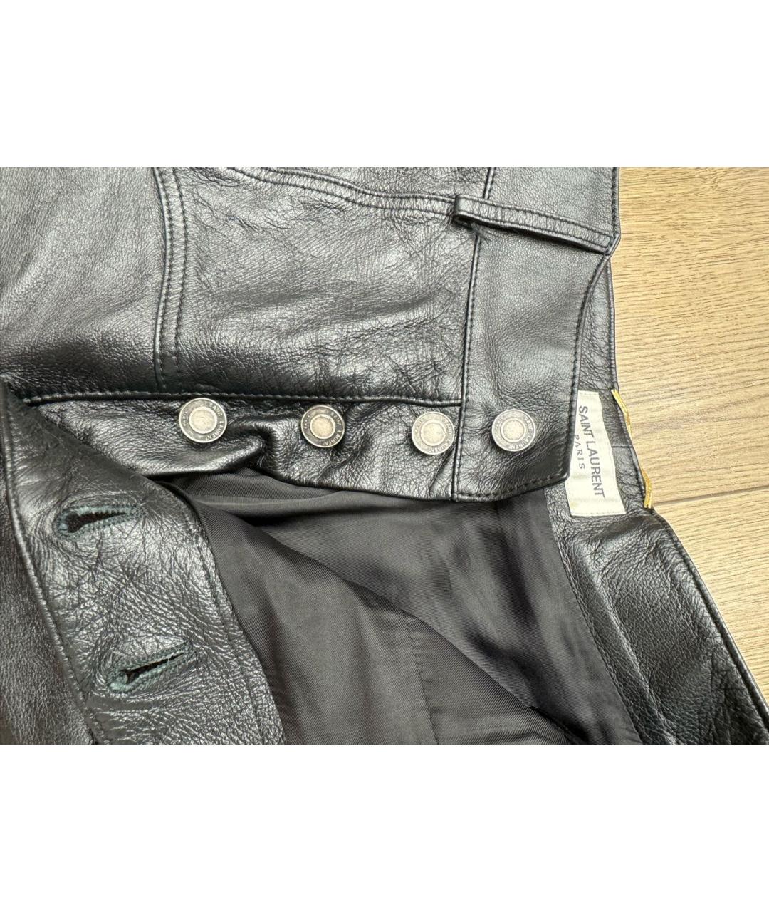 SAINT LAURENT Черные кожаные шорты, фото 3