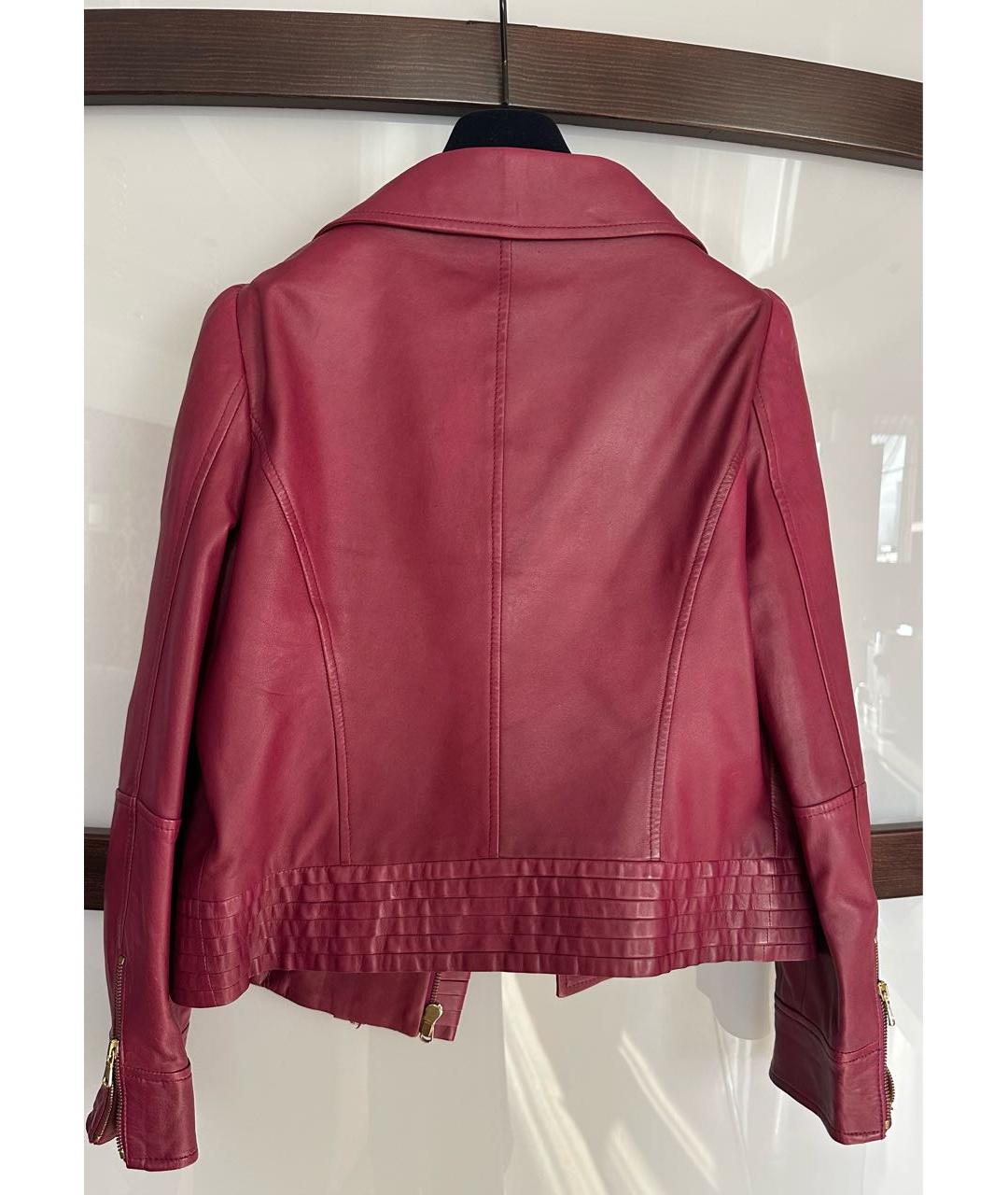 RED VALENTINO Бордовая кожаная куртка, фото 2