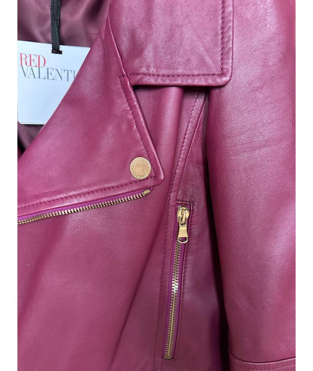 RED VALENTINO Бордовая кожаная куртка, фото 4