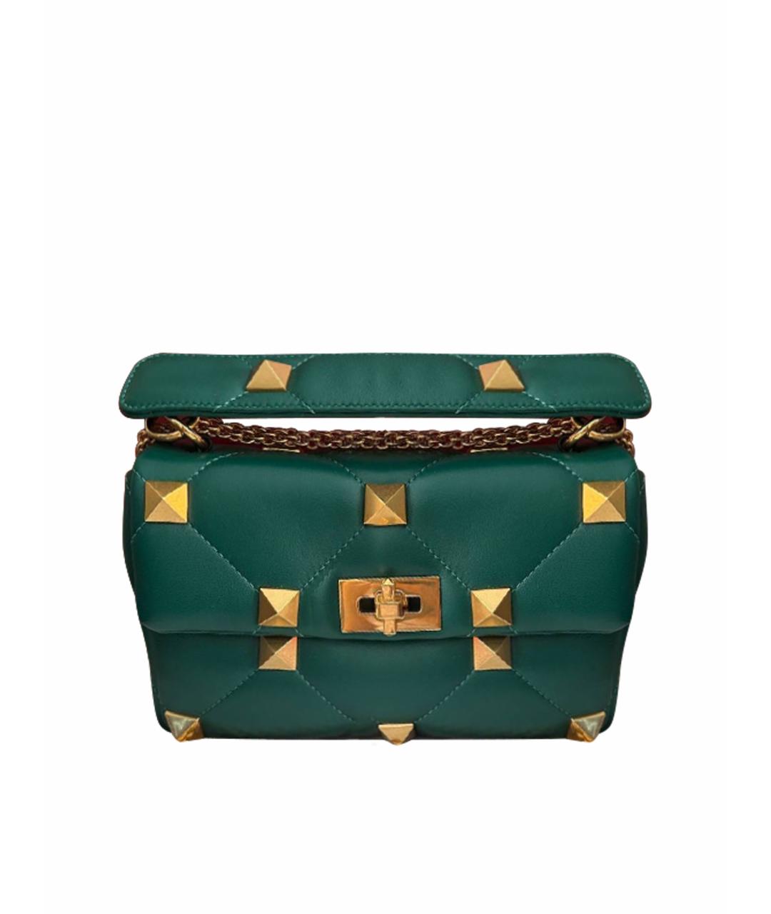 VALENTINO Зеленая кожаная сумка с короткими ручками, фото 1