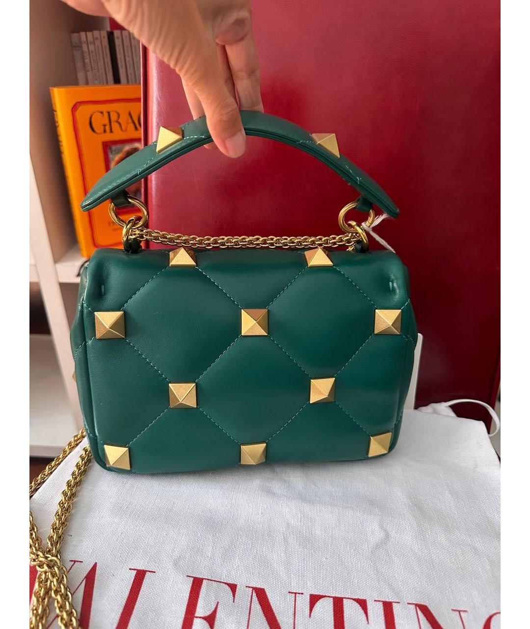 VALENTINO Зеленая кожаная сумка с короткими ручками, фото 2