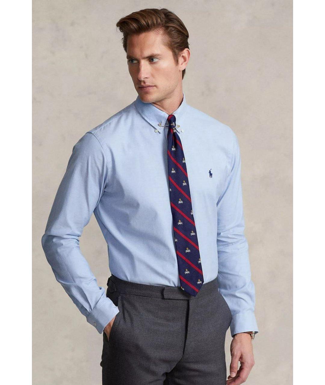 POLO RALPH LAUREN Голубая хлопковая классическая рубашка, фото 3
