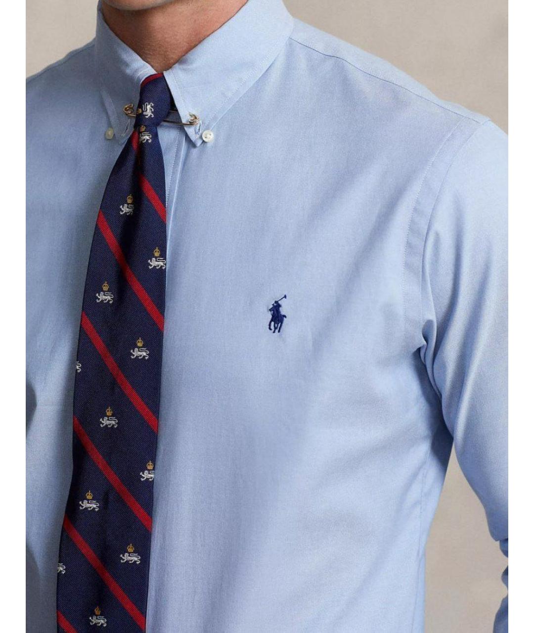 POLO RALPH LAUREN Голубая хлопковая классическая рубашка, фото 2