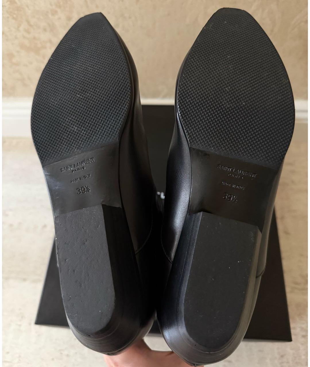 SAINT LAURENT Черные кожаные полусапоги, фото 4