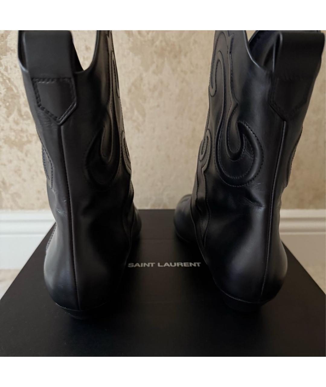 SAINT LAURENT Черные кожаные полусапоги, фото 3
