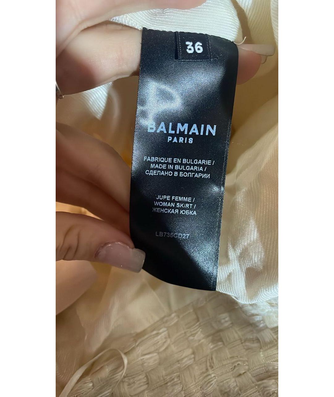 BALMAIN Бежевая твидовая юбка мини, фото 2