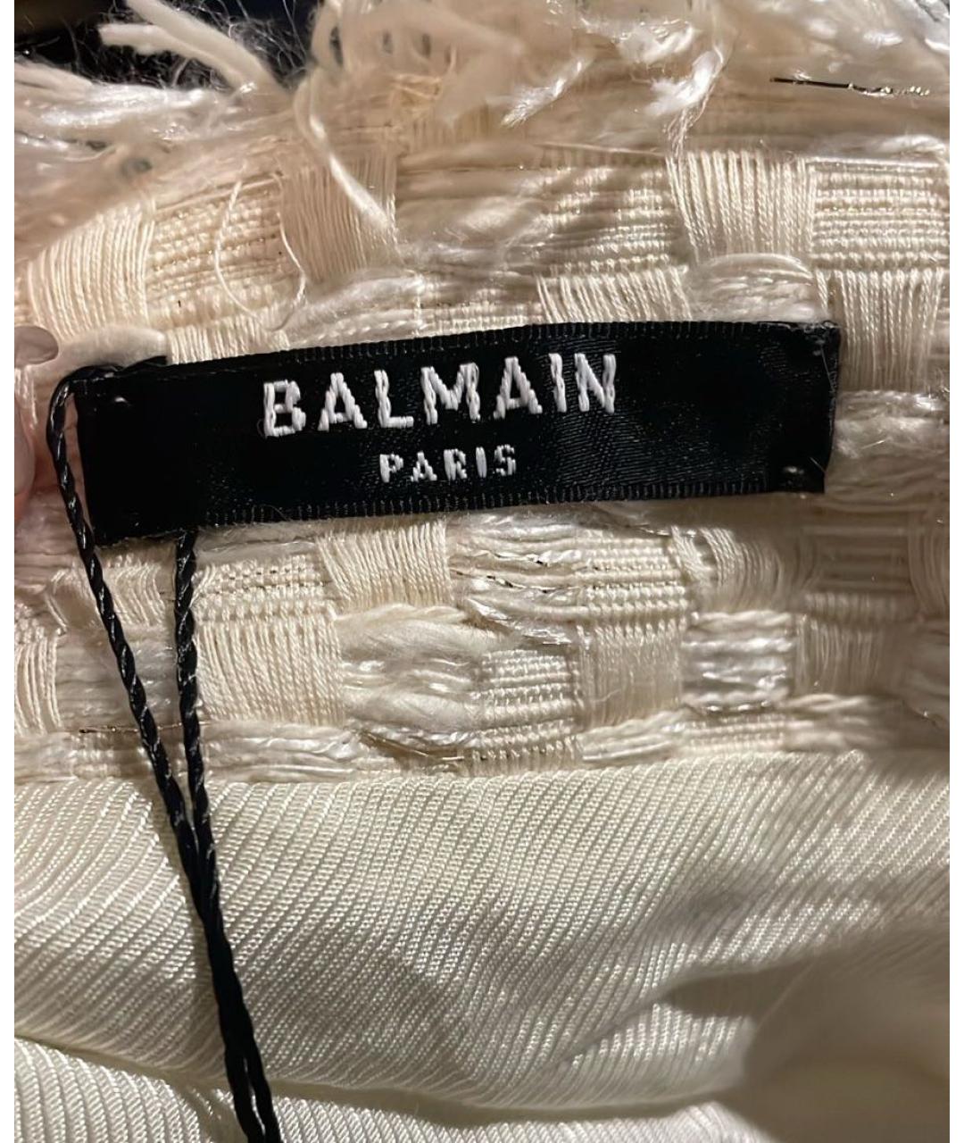 BALMAIN Бежевая твидовая юбка мини, фото 3
