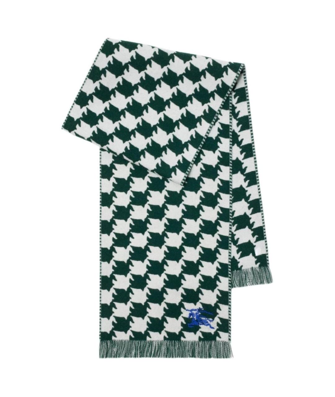 BURBERRY Зеленый шерстяной шарф, фото 2