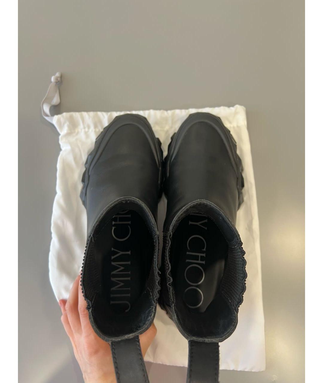 JIMMY CHOO Черные кожаные полусапоги, фото 3