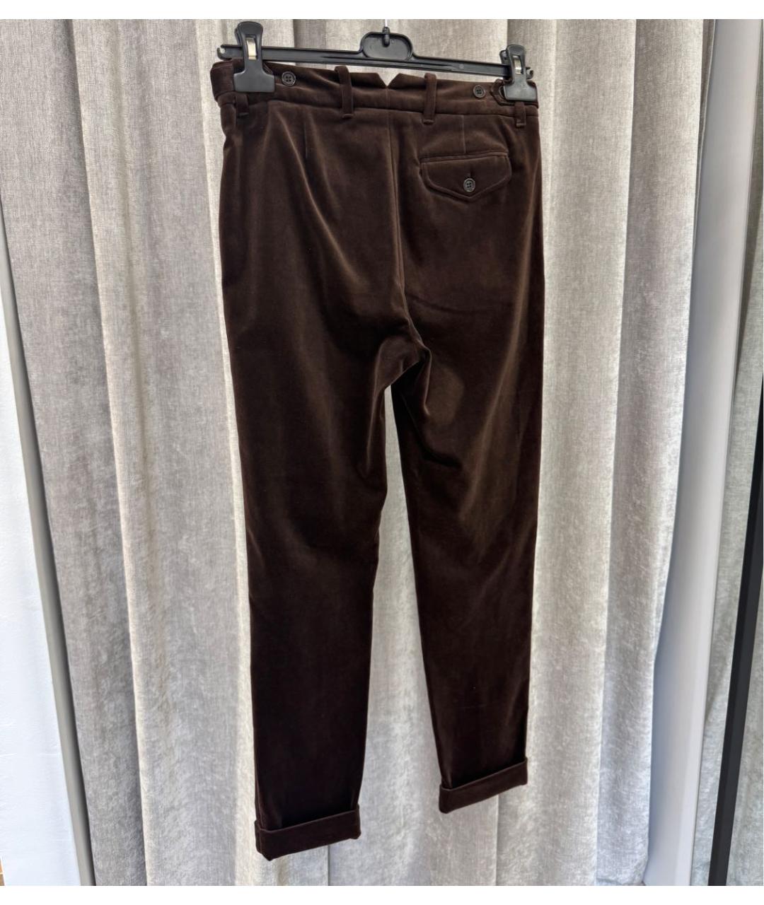 LORO PIANA Коричневые бархатные брюки узкие, фото 2