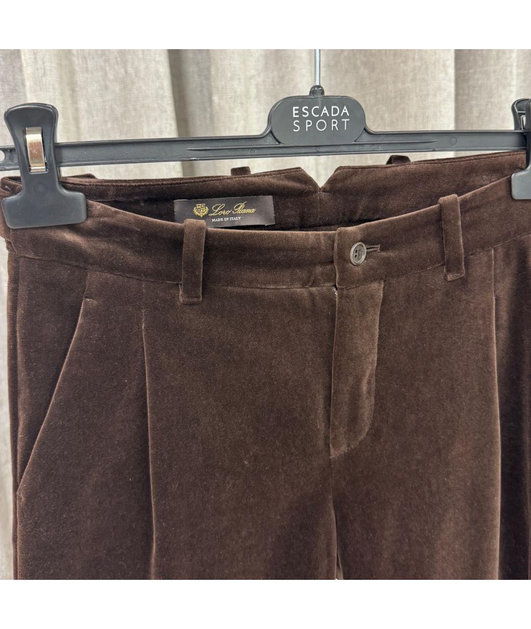 LORO PIANA Коричневые бархатные брюки узкие, фото 4