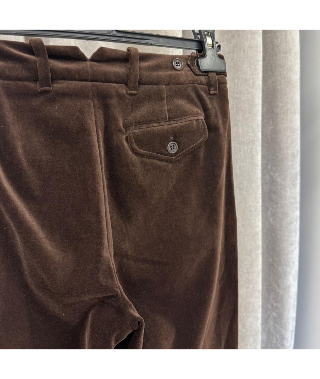 LORO PIANA Коричневые бархатные брюки узкие, фото 5