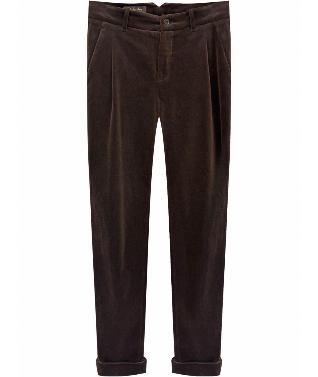 LORO PIANA Коричневые бархатные брюки узкие, фото 1