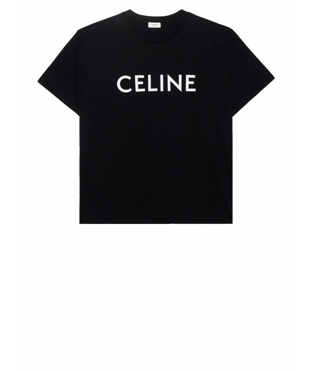 CELINE Черная хлопковая футболка, фото 1