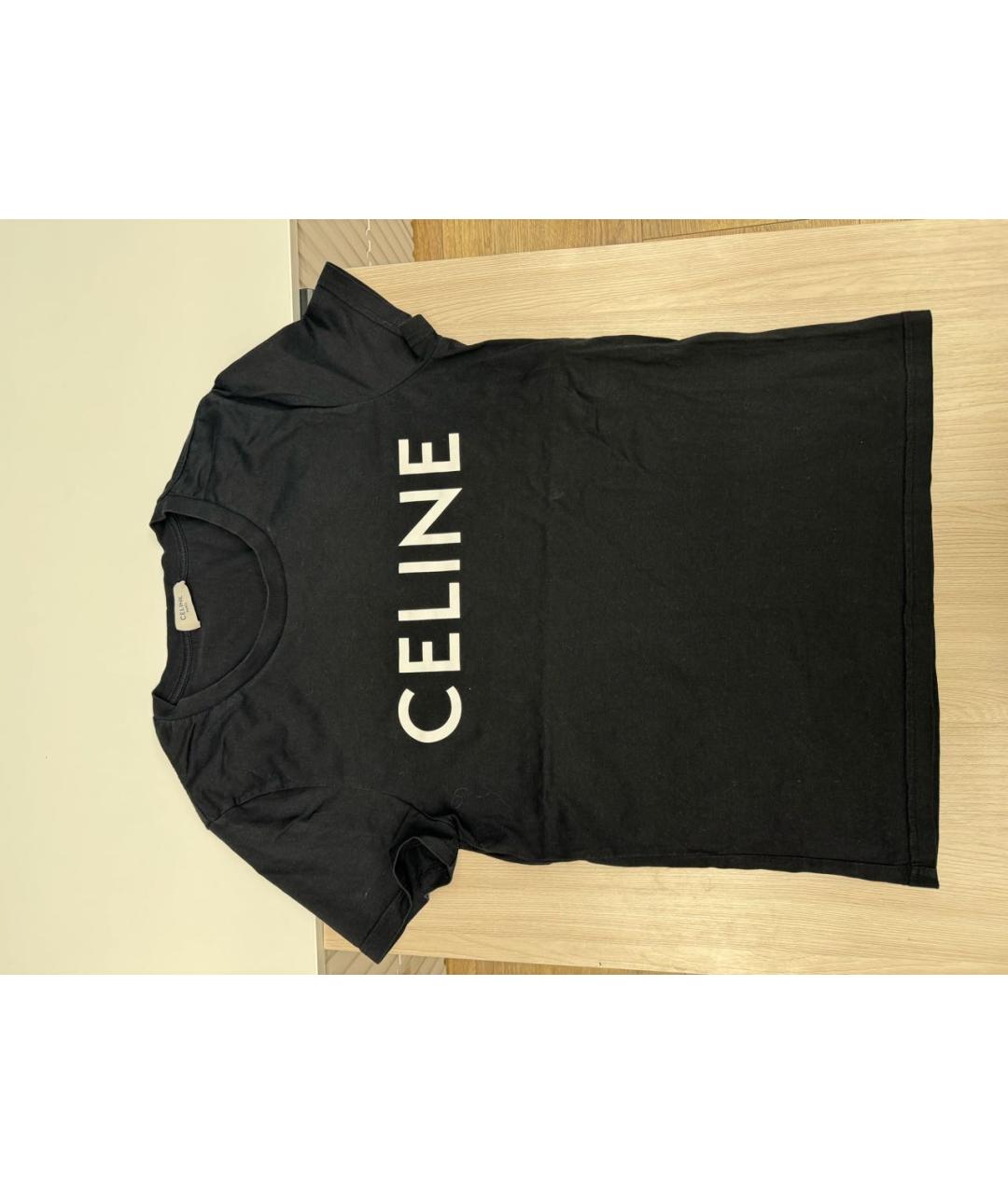 CELINE Черная хлопковая футболка, фото 3