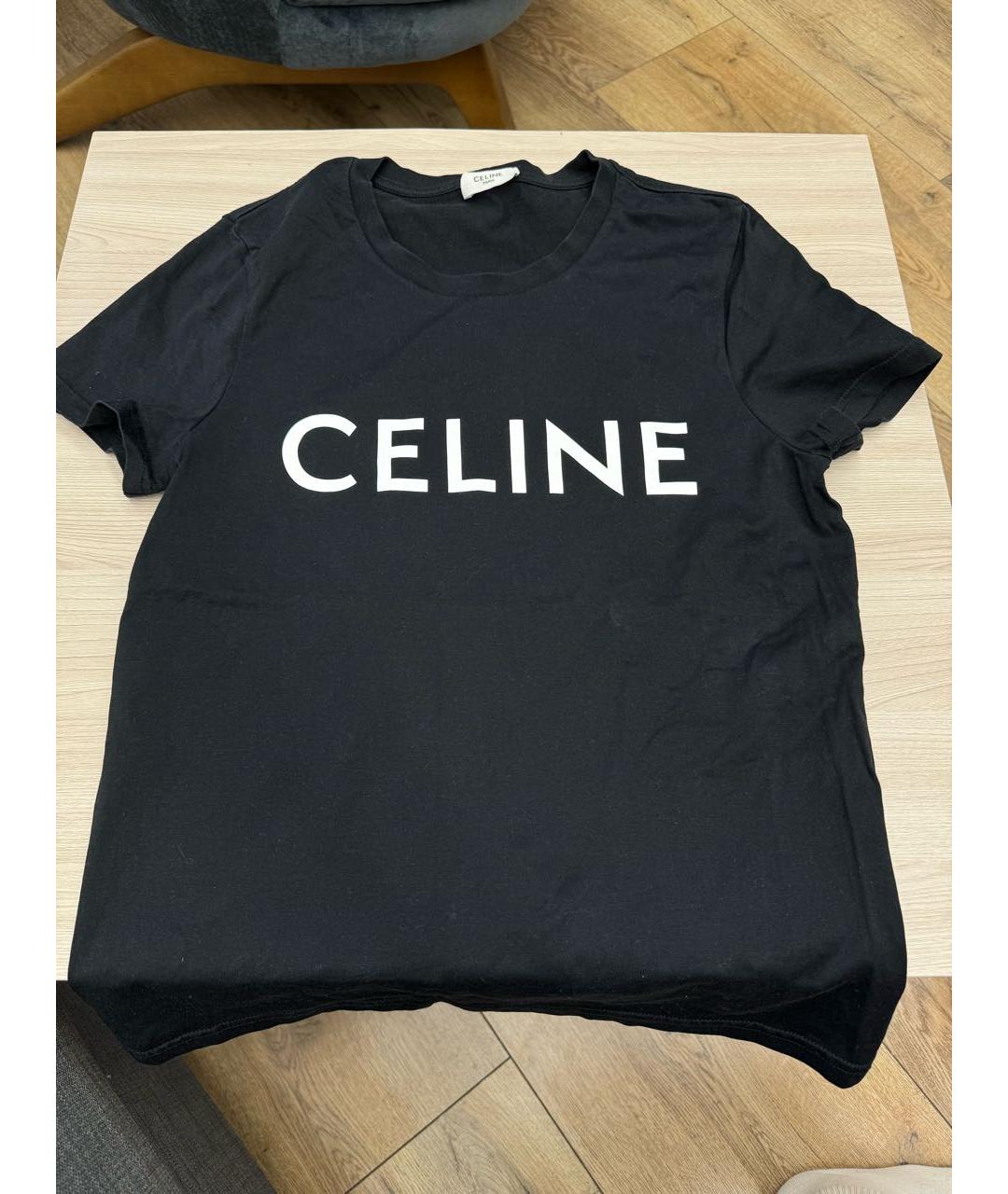 CELINE Черная хлопковая футболка, фото 6