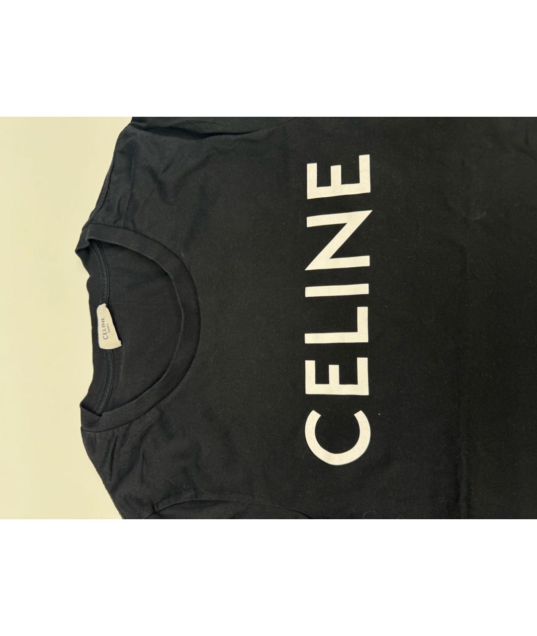CELINE Черная хлопковая футболка, фото 4