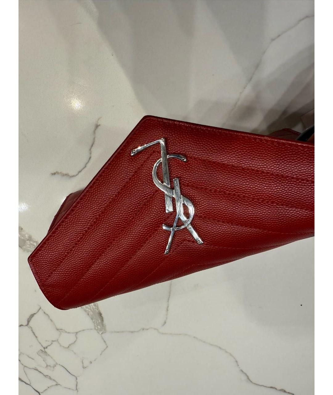 SAINT LAURENT Красный кожаный кошелек, фото 2