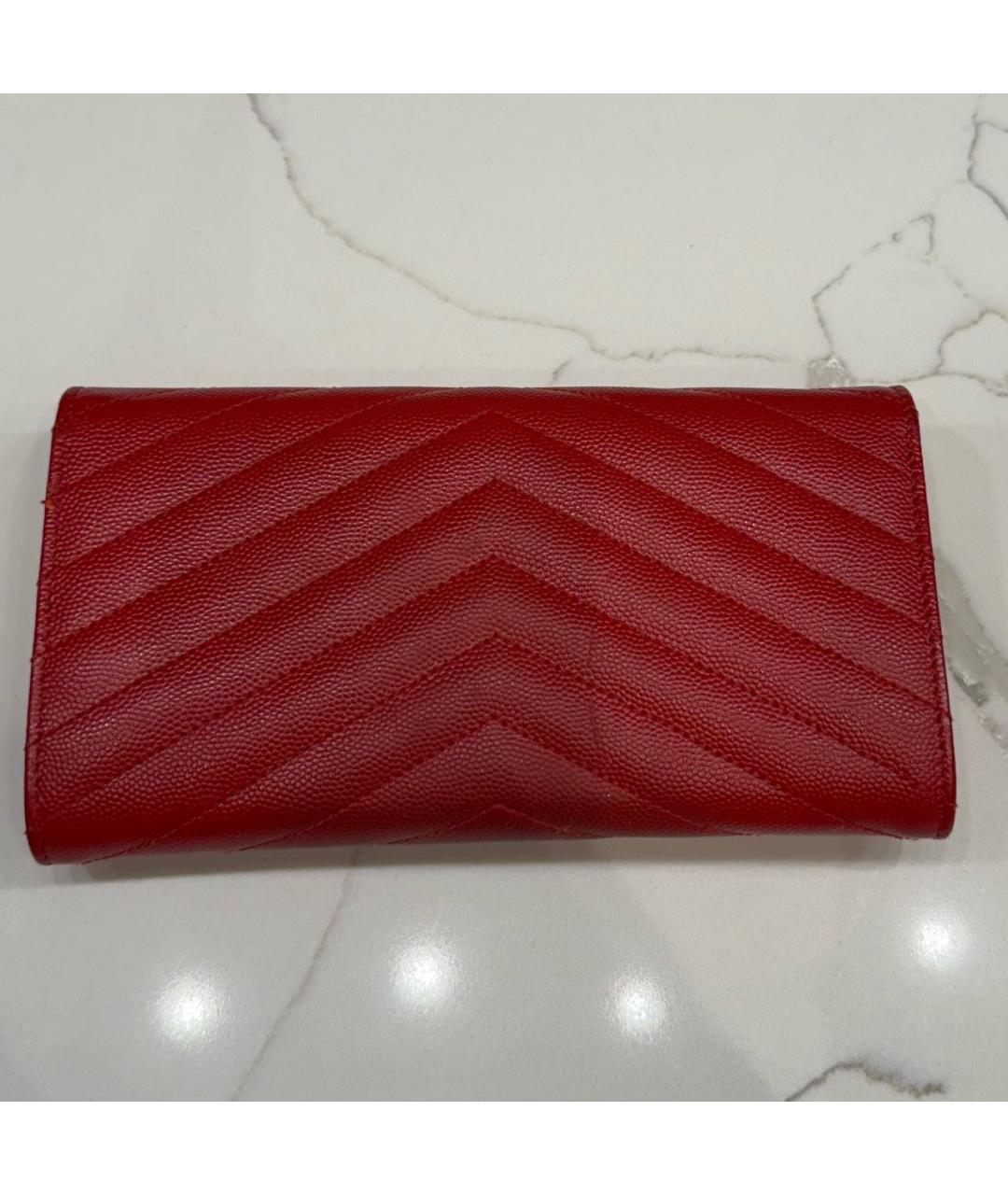 SAINT LAURENT Красный кожаный кошелек, фото 3