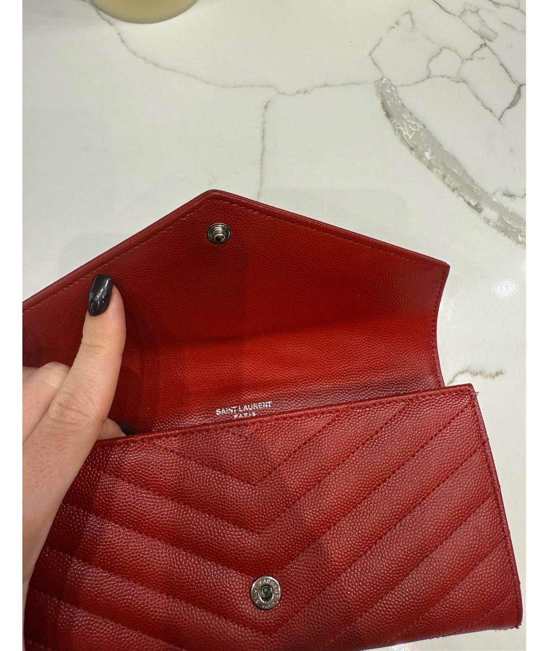 SAINT LAURENT Красный кожаный кошелек, фото 5
