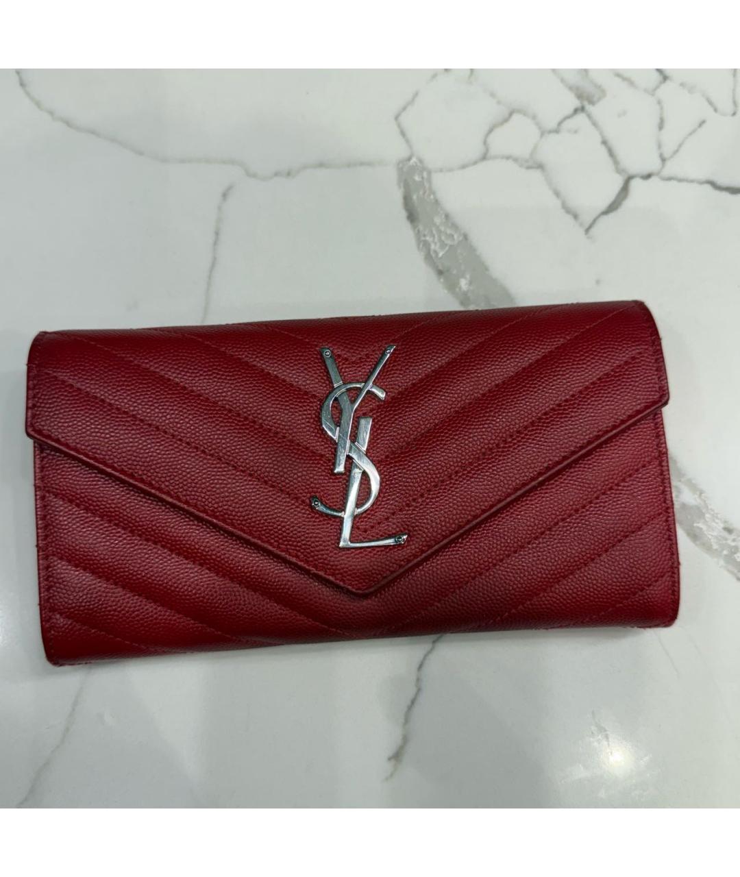 SAINT LAURENT Красный кожаный кошелек, фото 6