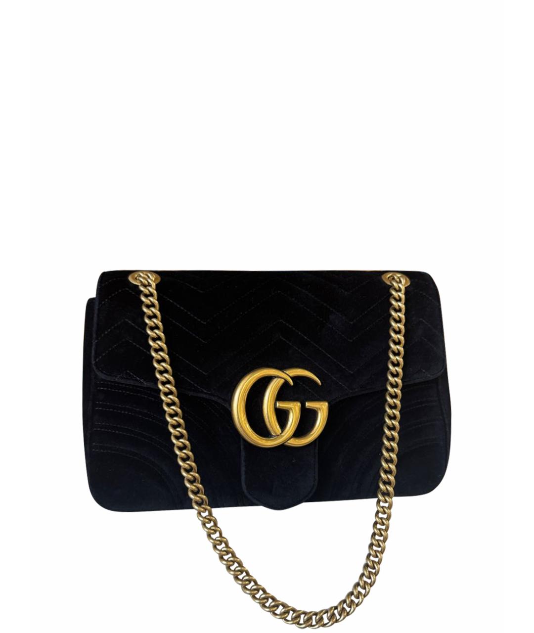 GUCCI Черная бархатная сумка через плечо, фото 1