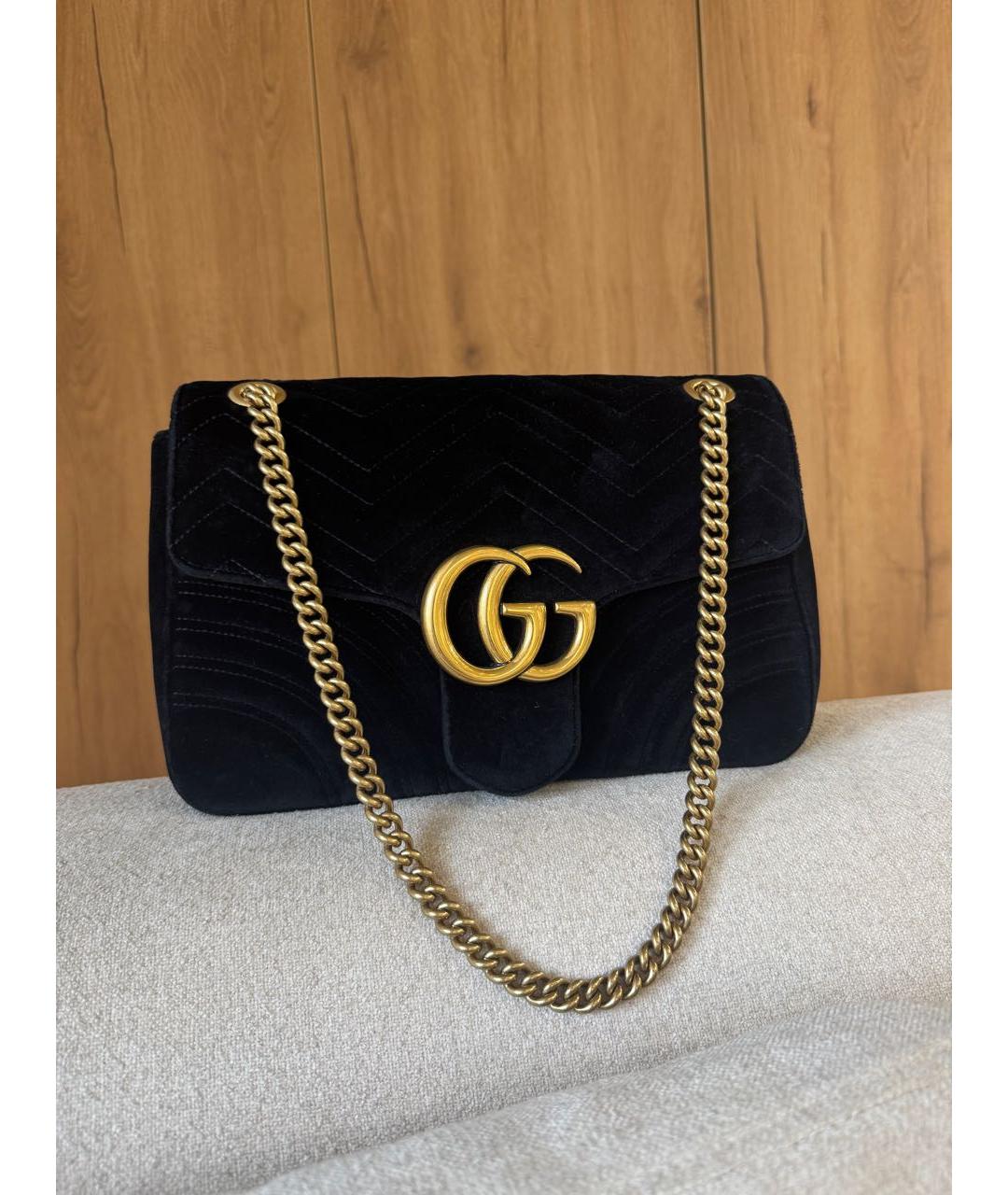 GUCCI Черная бархатная сумка через плечо, фото 5