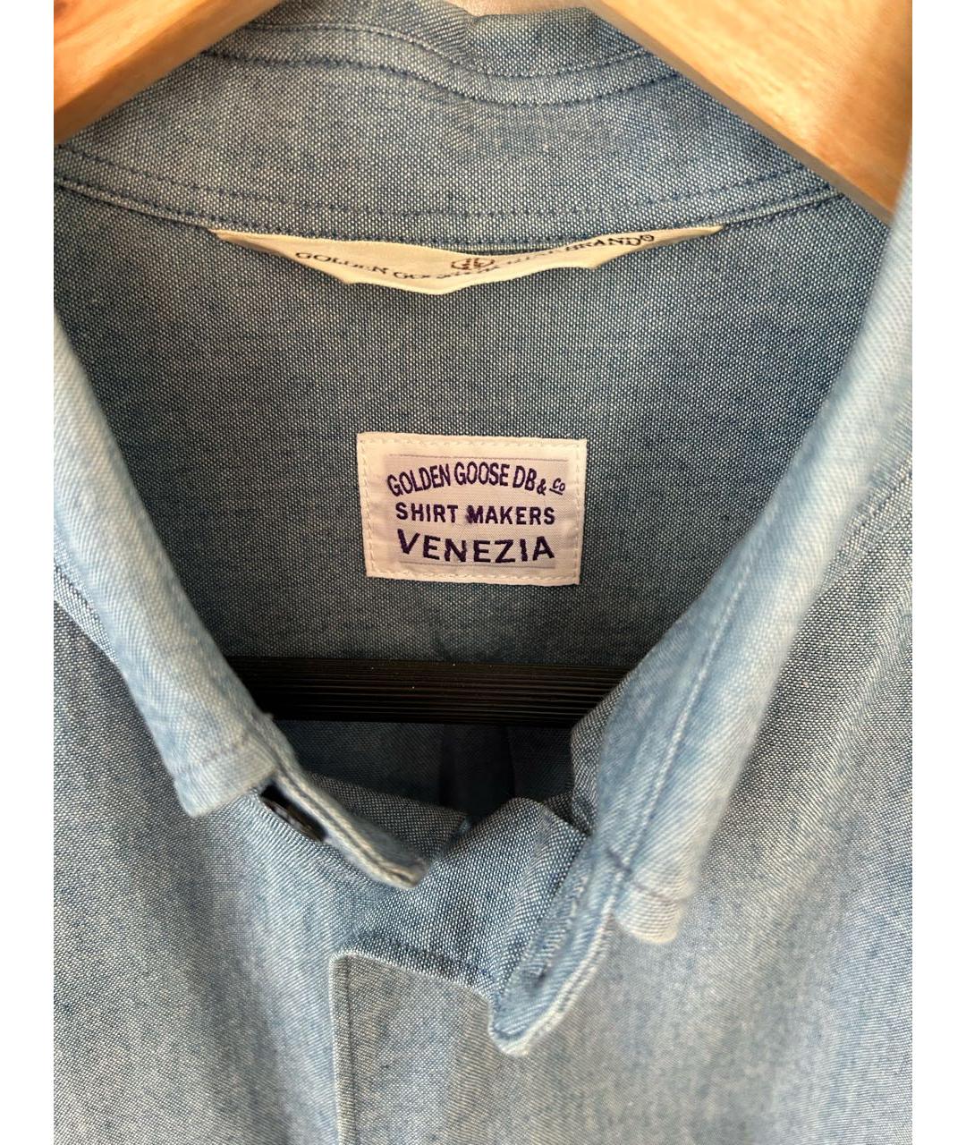 GOLDEN GOOSE DELUXE BRAND Голубая хлопковая кэжуал рубашка, фото 3