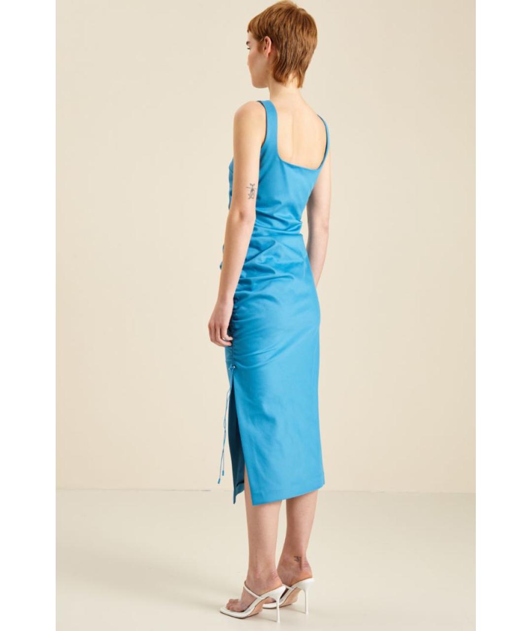 SPORTMAX Бирюзовое хлопковое повседневное платье, фото 2