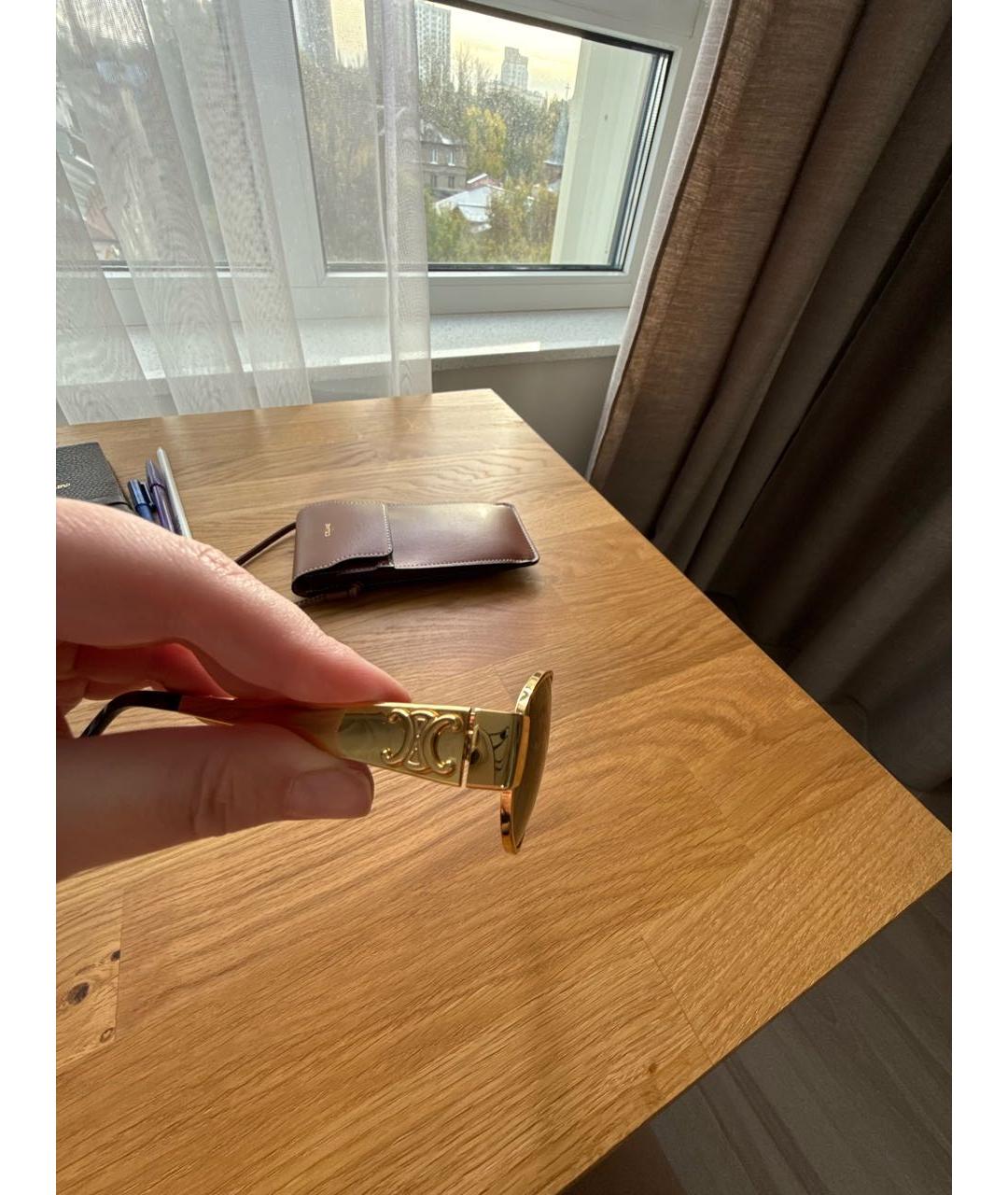 CELINE Черные металлические солнцезащитные очки, фото 3