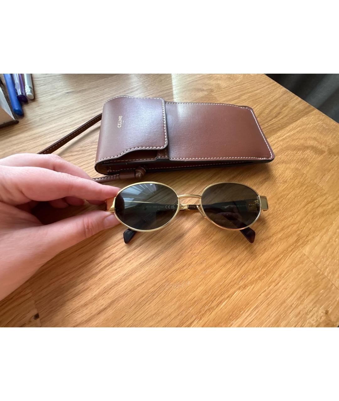 CELINE Черные металлические солнцезащитные очки, фото 5