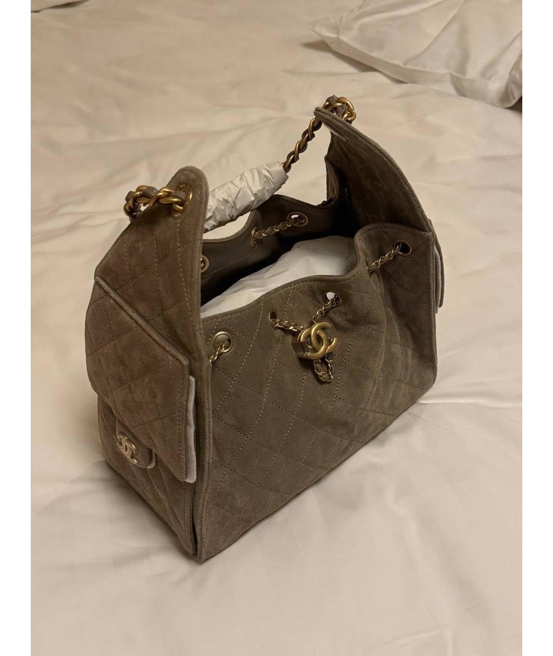 CHANEL Коричневая замшевая сумка тоут, фото 3