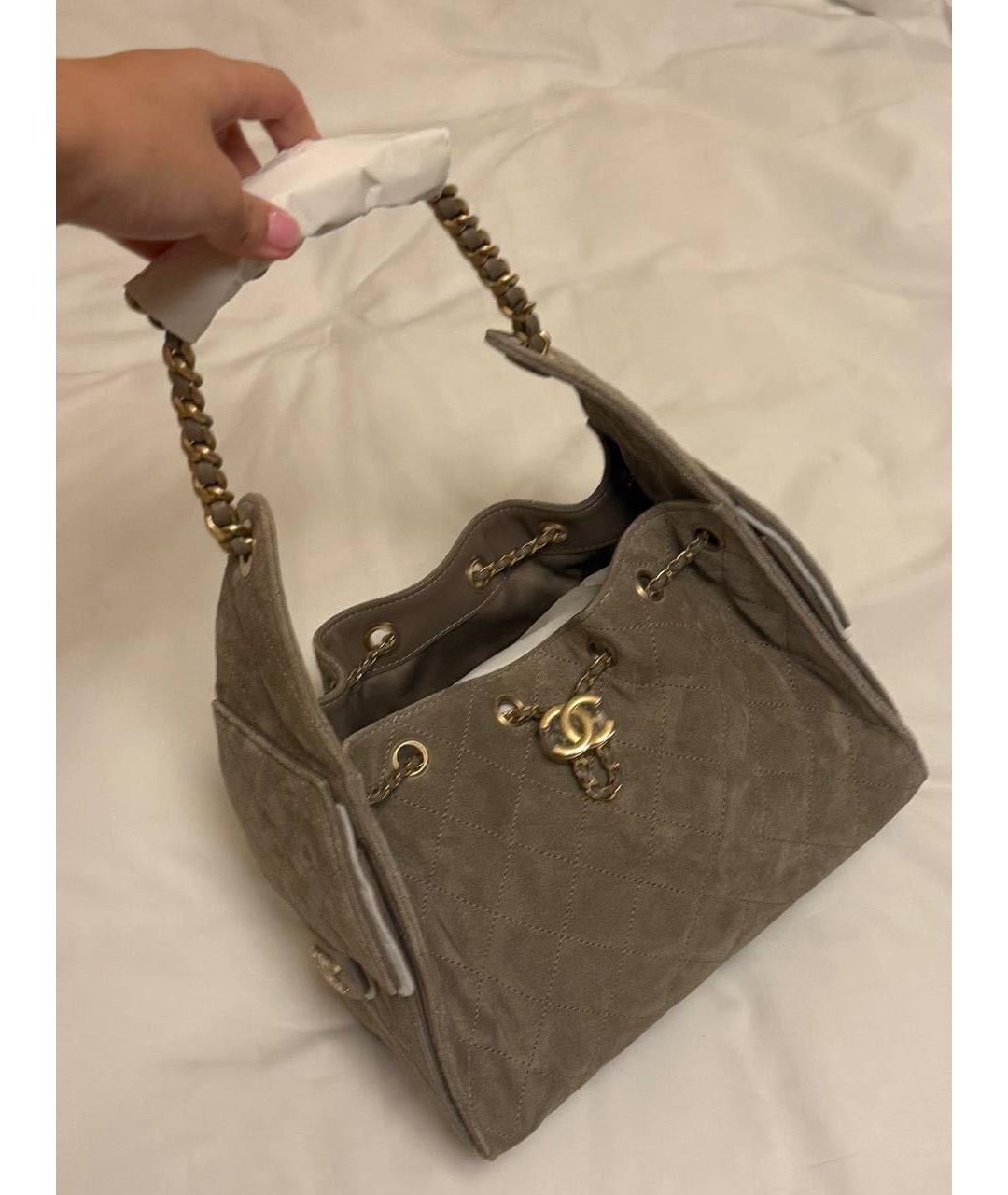 CHANEL Коричневая замшевая сумка тоут, фото 2