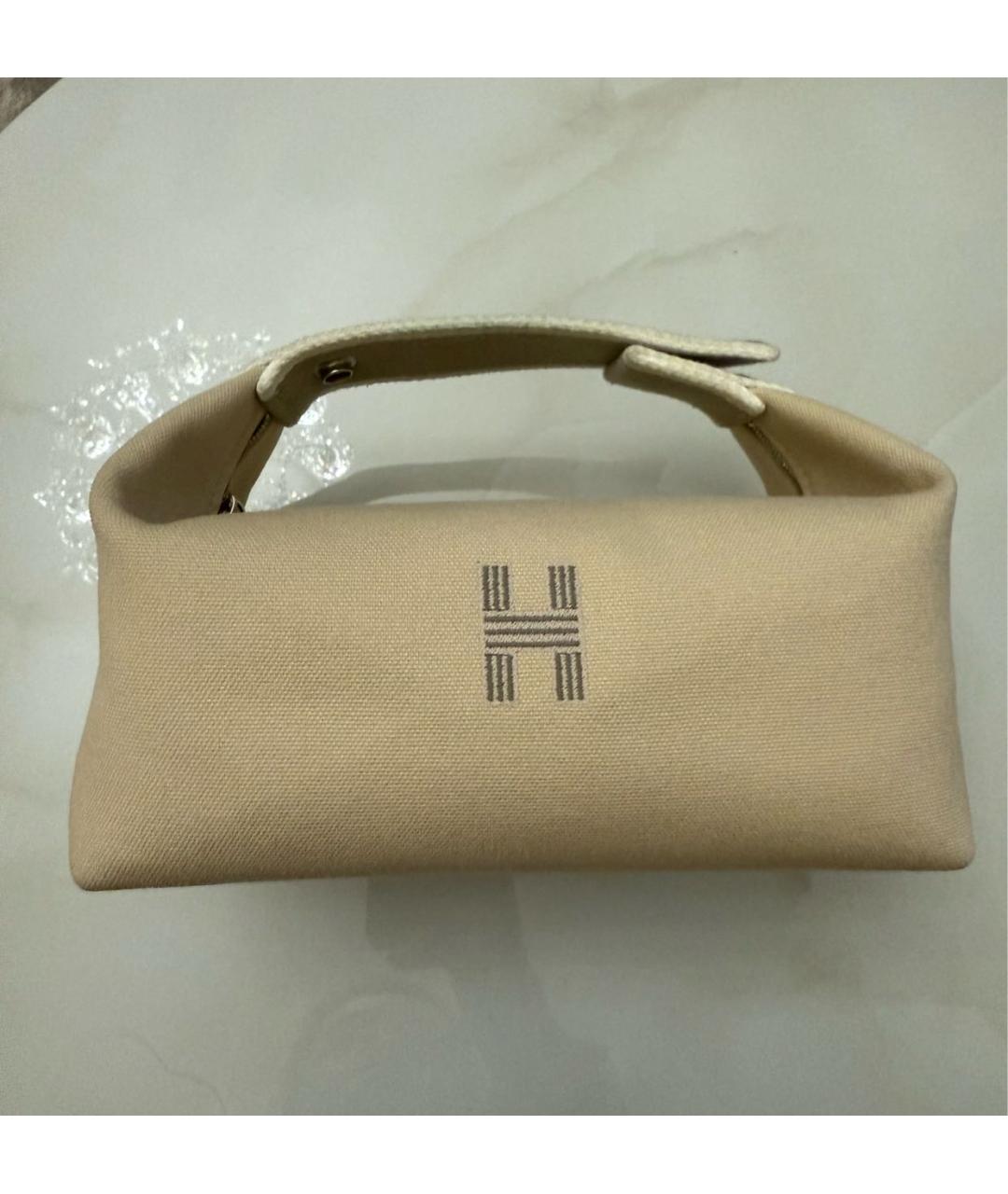 HERMES Бежевая хлопковая косметичка, фото 3