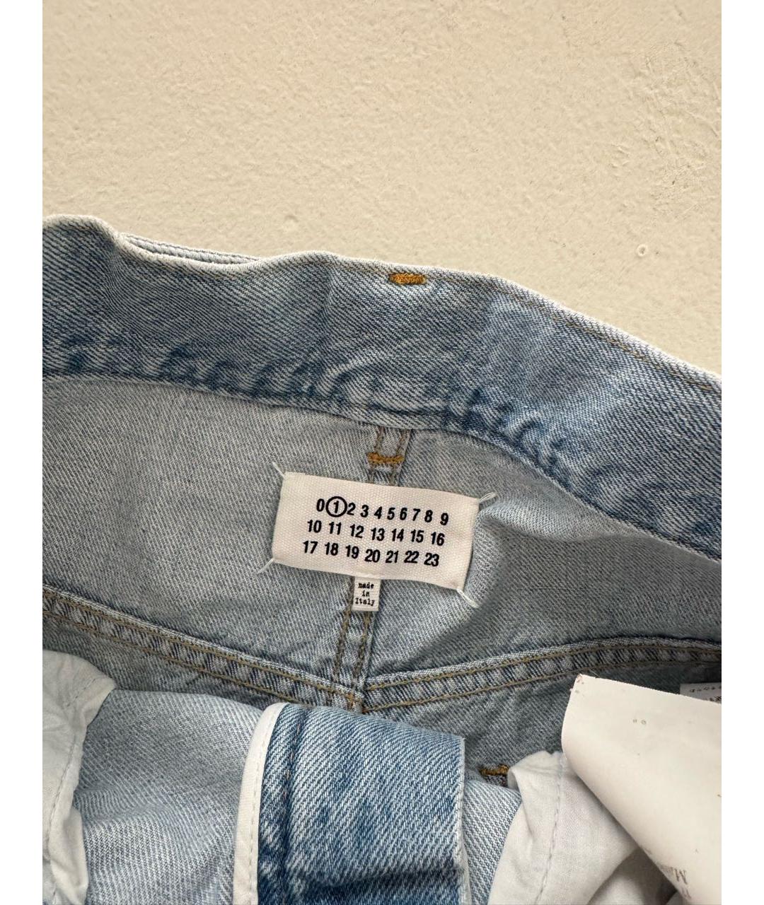 MAISON MARGIELA Голубые хлопковые прямые джинсы, фото 6
