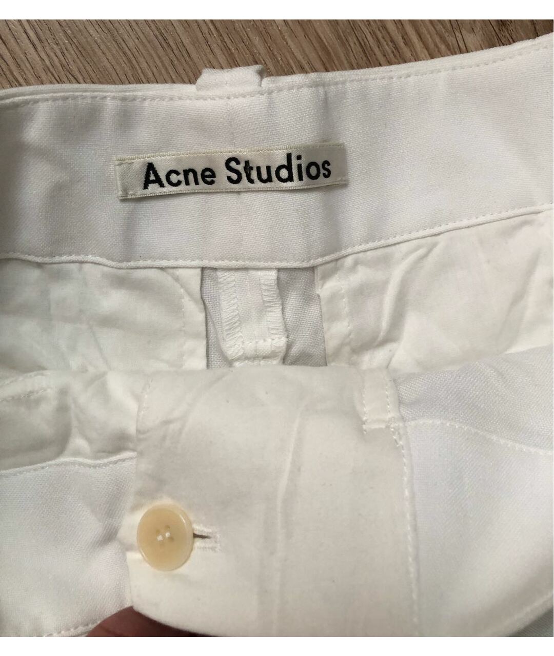 ACNE STUDIOS Белые синтетические прямые брюки, фото 3