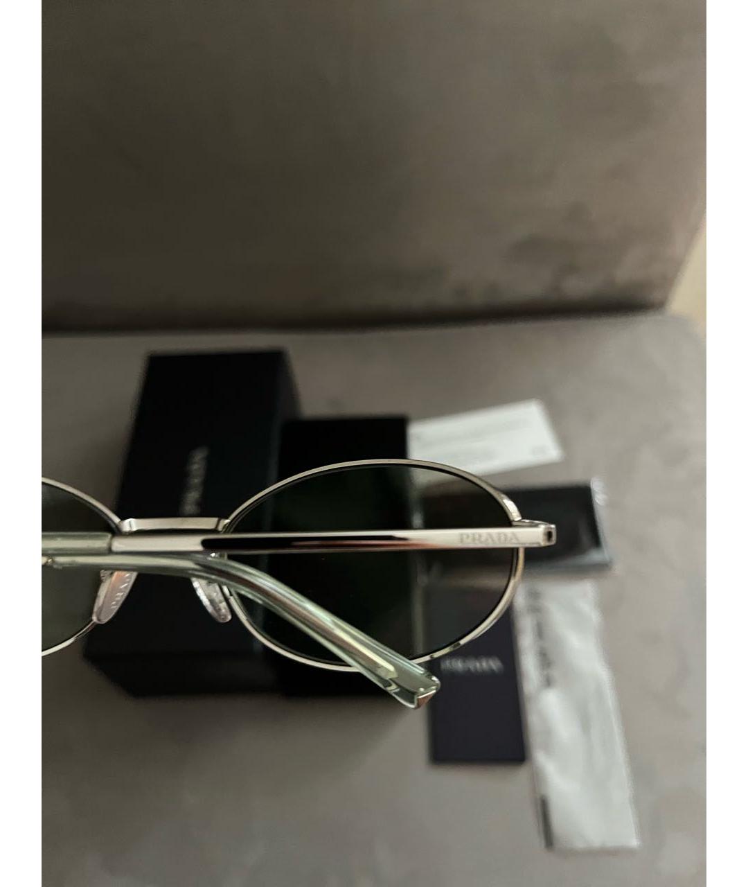 PRADA Серебряные металлические солнцезащитные очки, фото 7