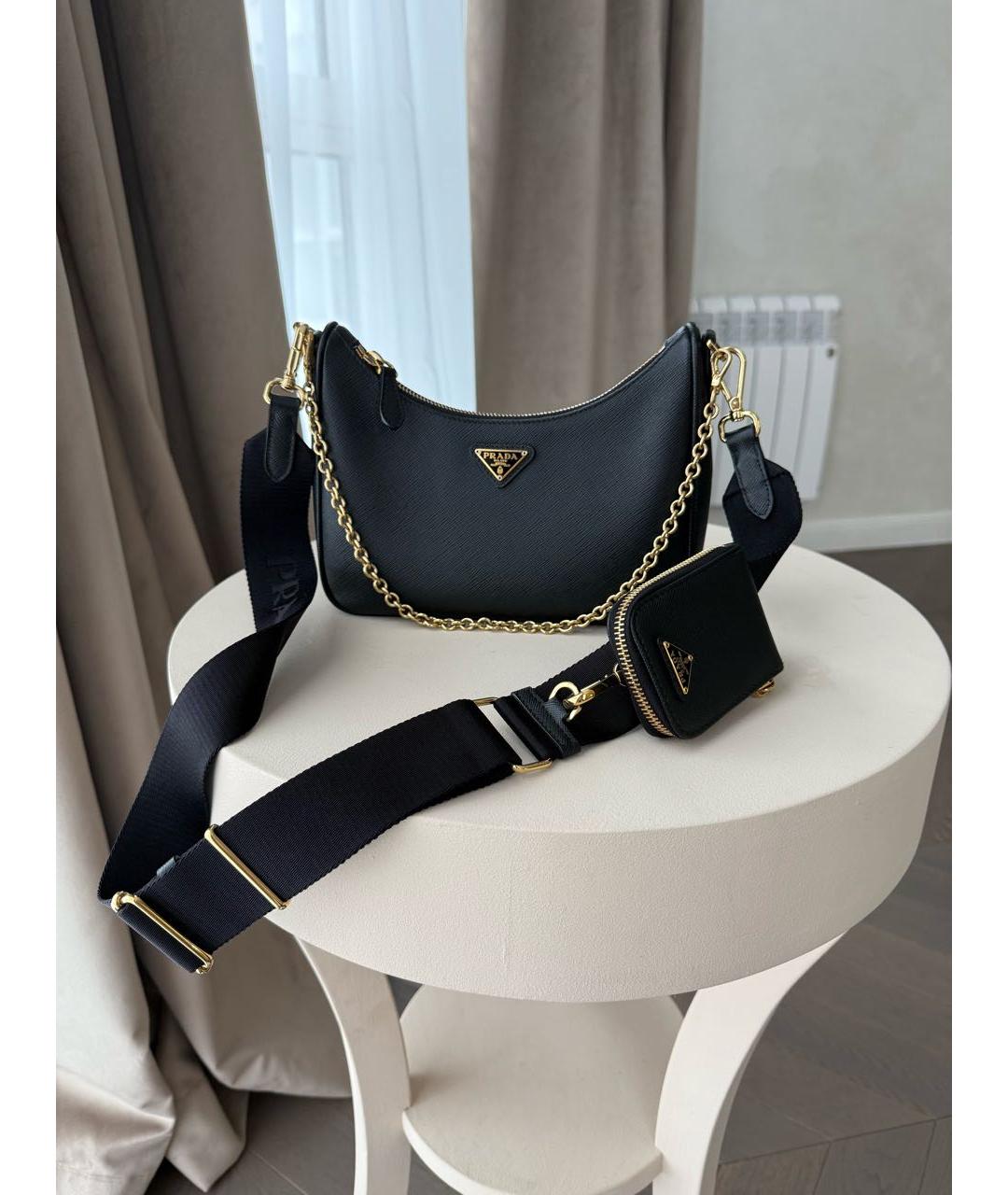 PRADA Черная кожаная сумка с короткими ручками, фото 6
