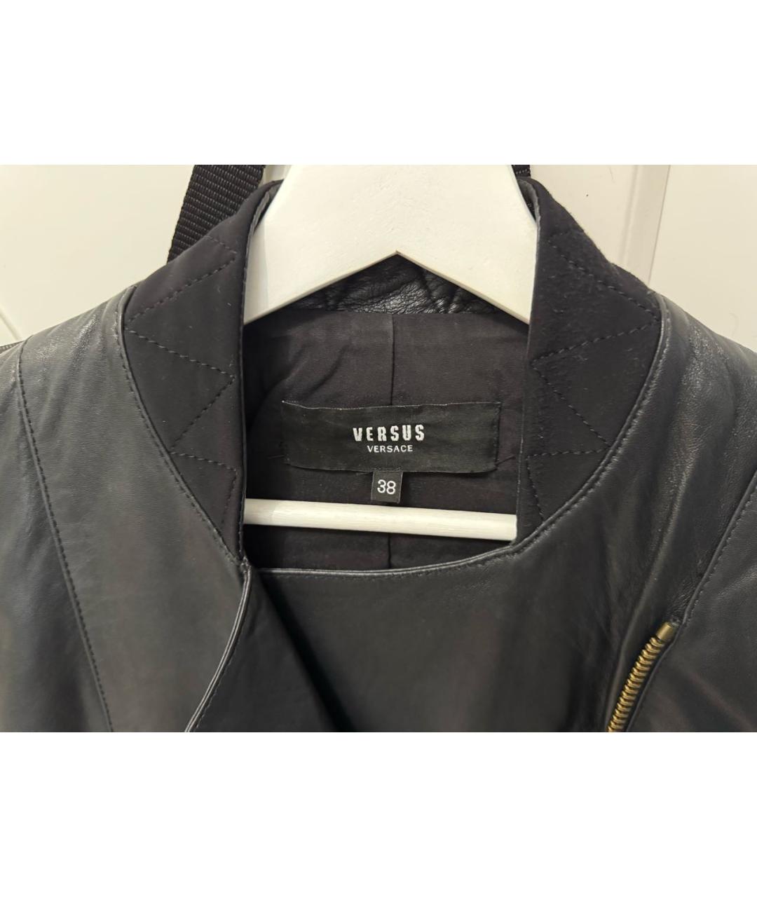 VERSUS VERSACE Черная кожаная куртка, фото 2