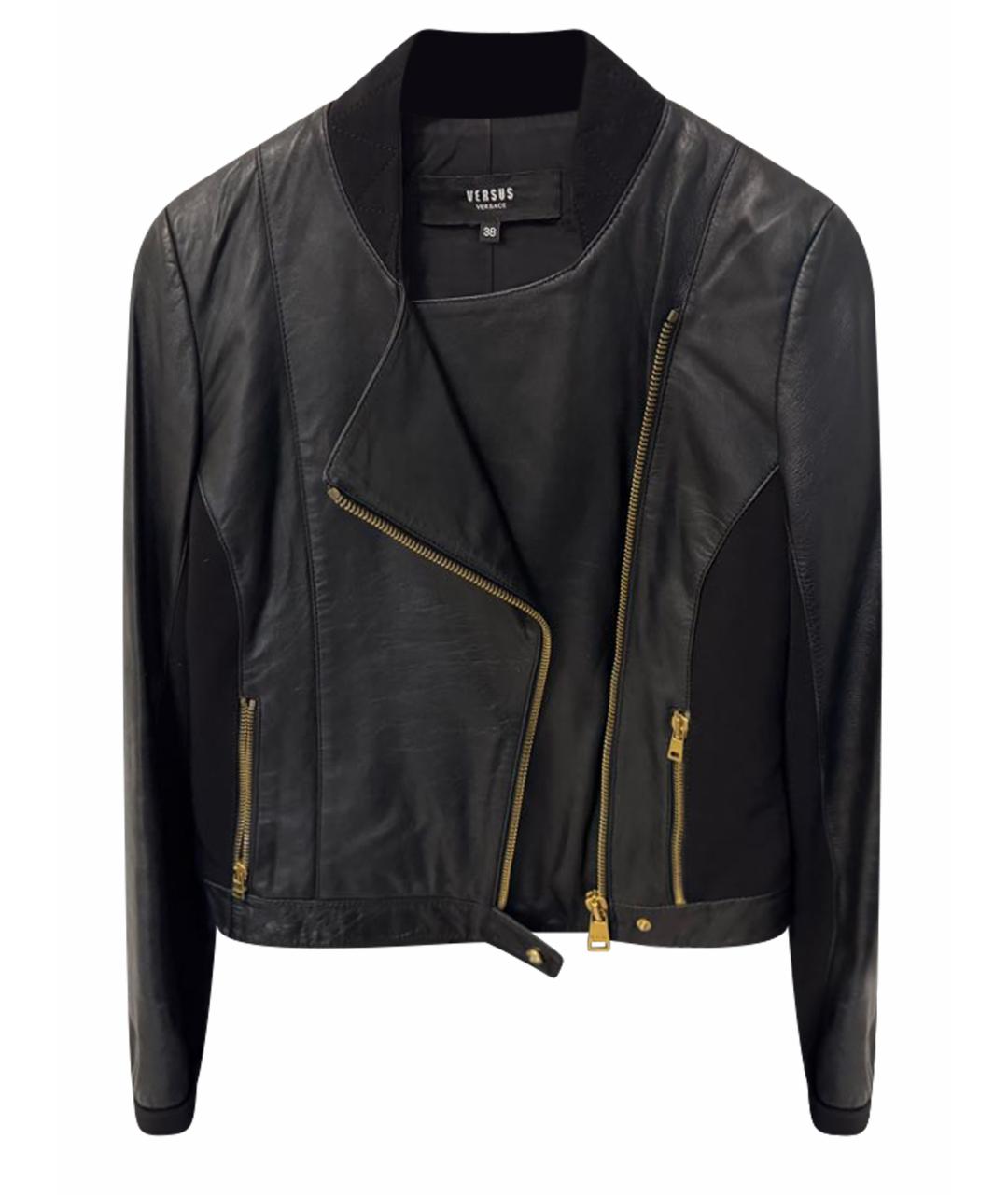 VERSUS VERSACE Черная кожаная куртка, фото 1