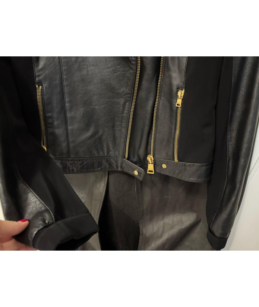VERSUS VERSACE Черная кожаная куртка, фото 3