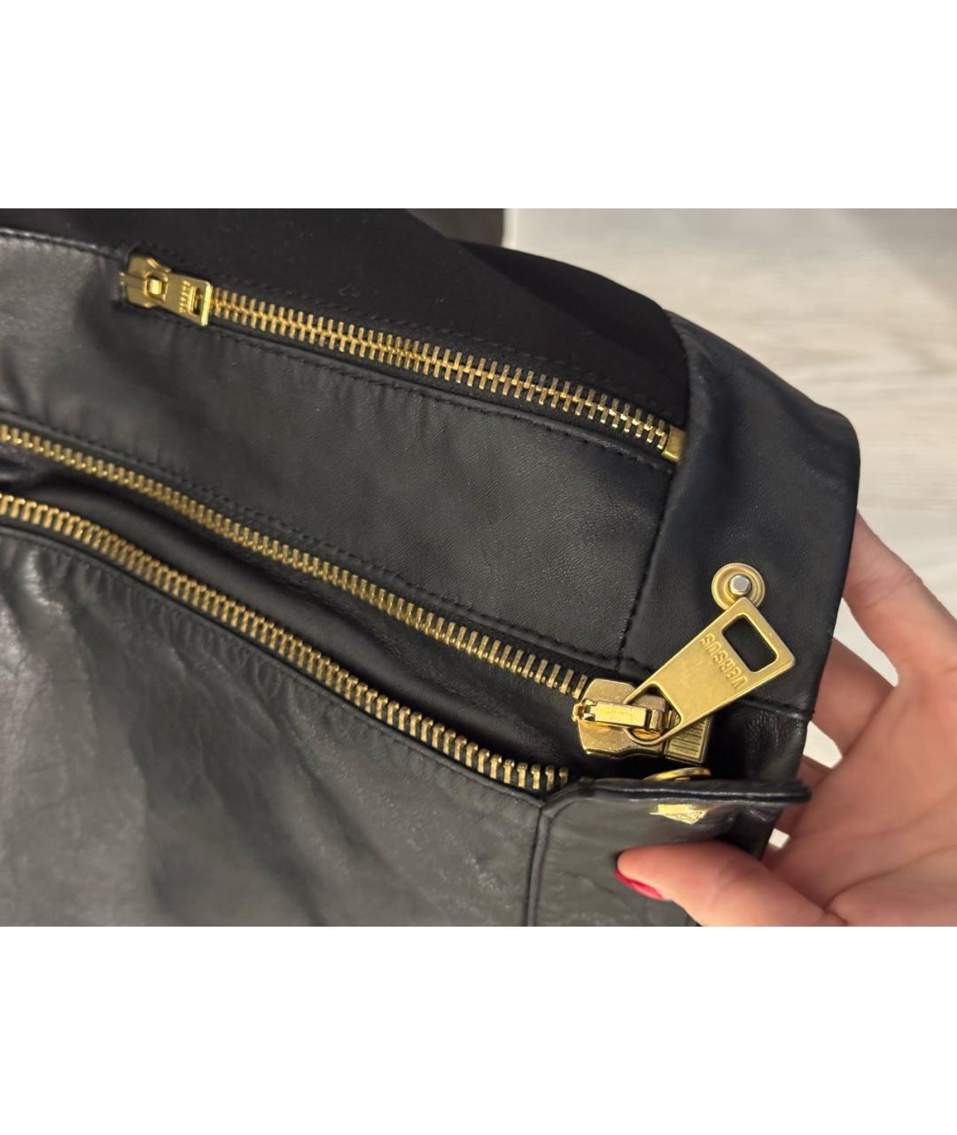 VERSUS VERSACE Черная кожаная куртка, фото 5