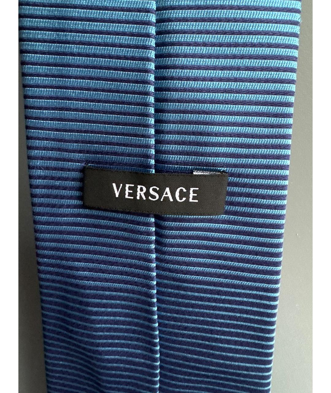 VERSACE Синий шелковый галстук, фото 3