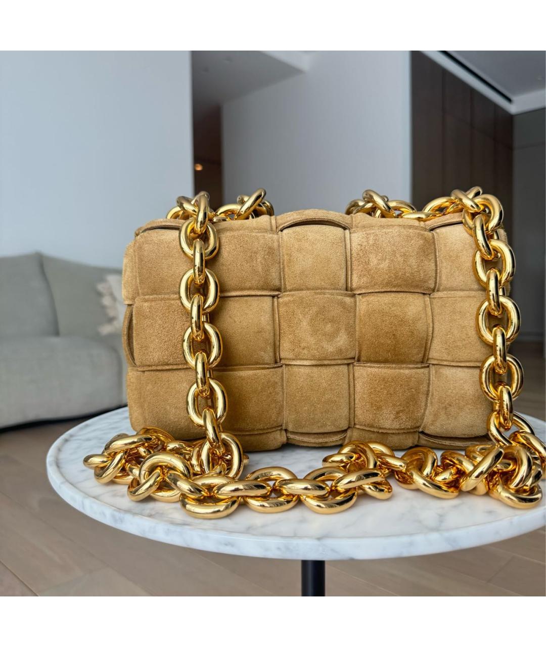 BOTTEGA VENETA Бежевая замшевая сумка через плечо, фото 3