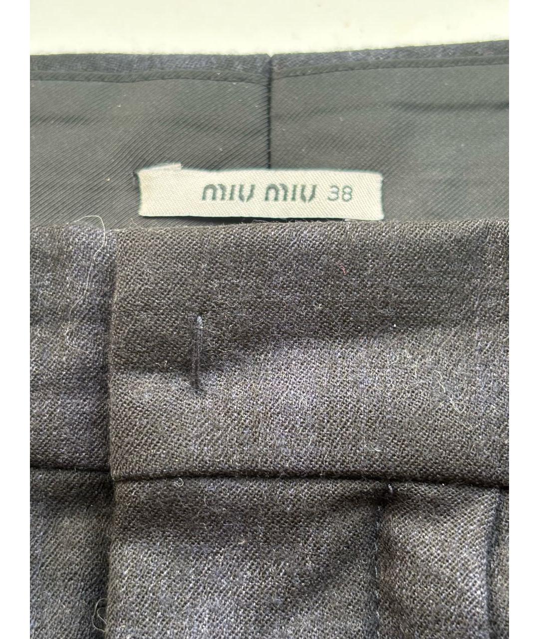 MIU MIU Темно-синие шерстяные брюки широкие, фото 3