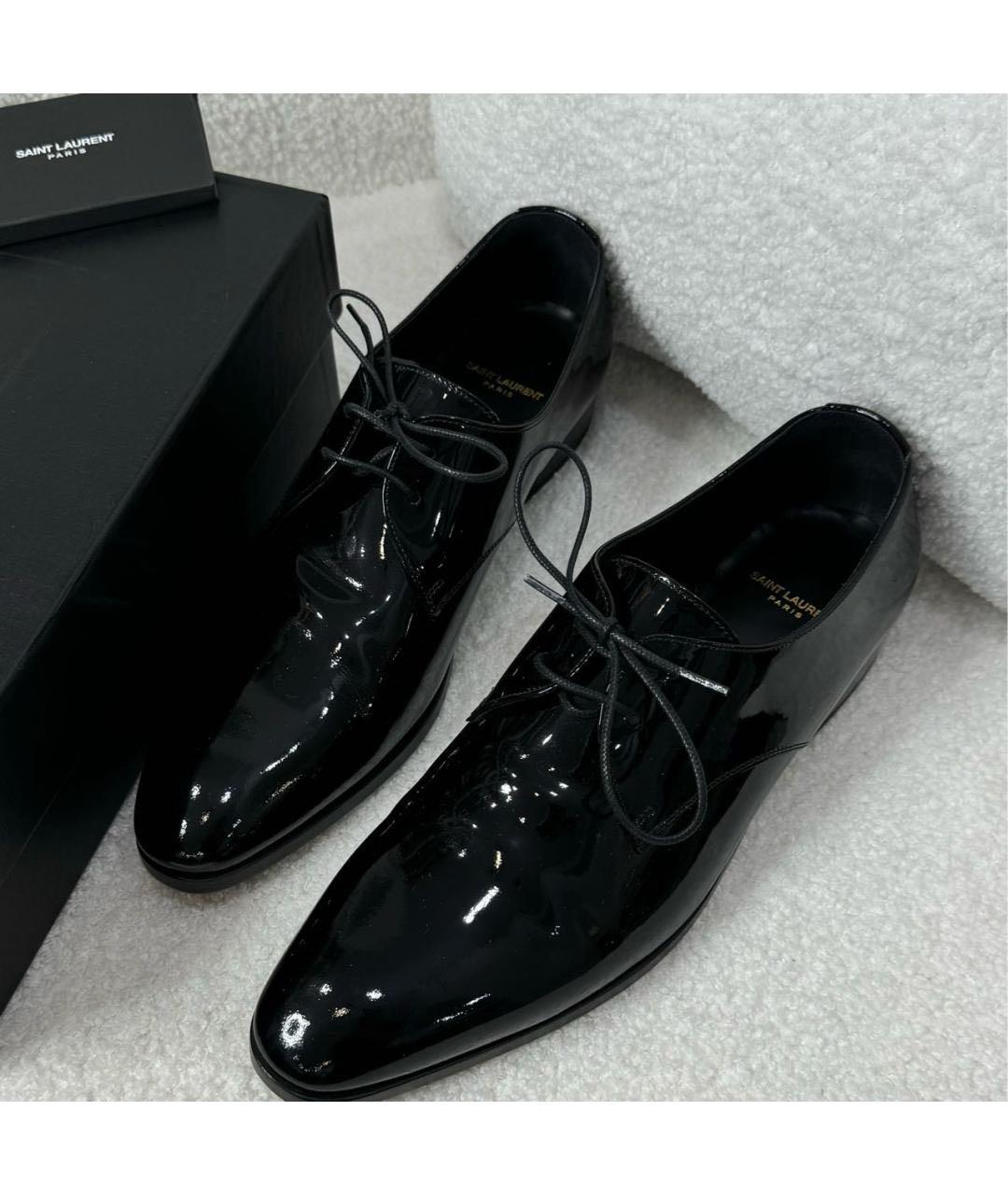 SAINT LAURENT Черные туфли из лакированной кожи, фото 2