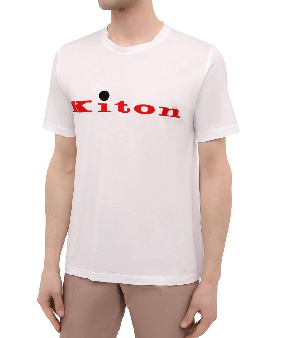 KITON Белая хлопковая футболка, фото 2